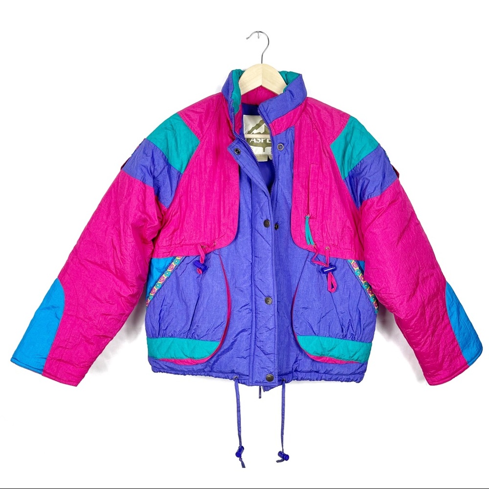 Vintage 90s Color Block Ski Puffer Jacket